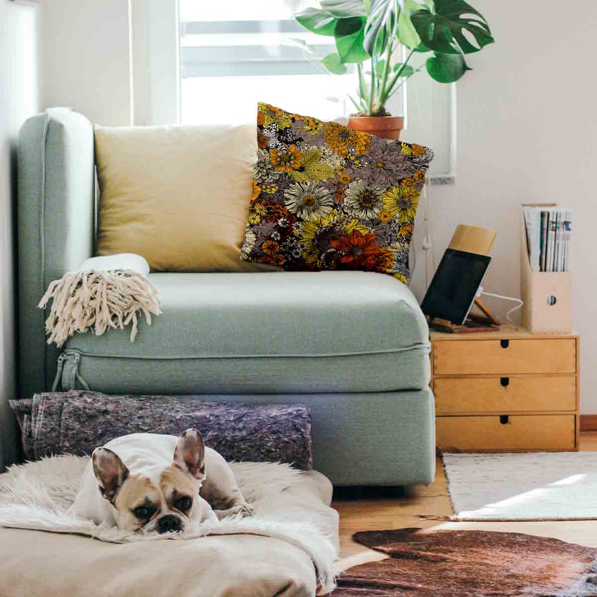 Coussin de santé fleurs jaunes