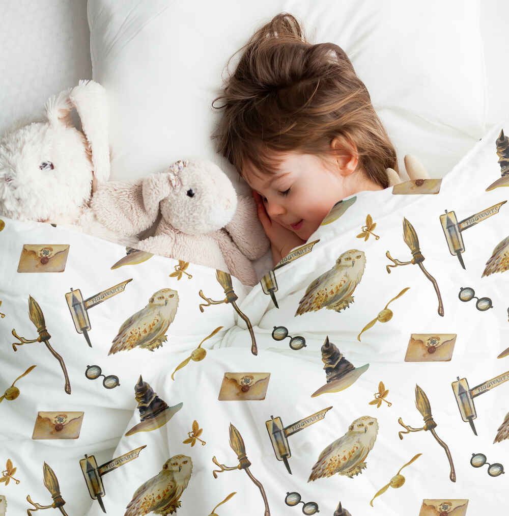 Original Therapiedecke - Ensemble de literie en coton blanc avec hiboux