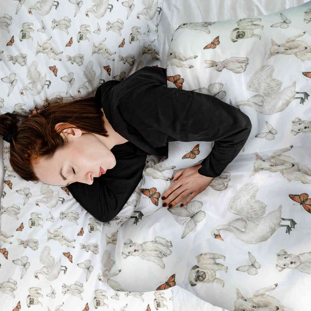 Couette de thérapie Ensemble de literie Blanc animaux mignons