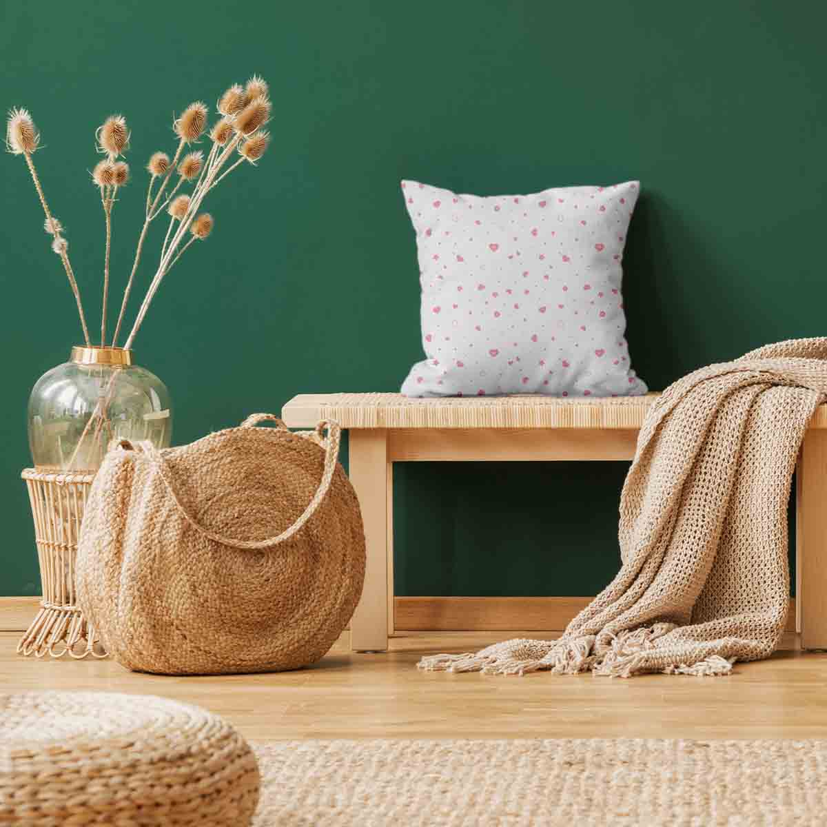 Coussin de santé rose cœurs et fleurs