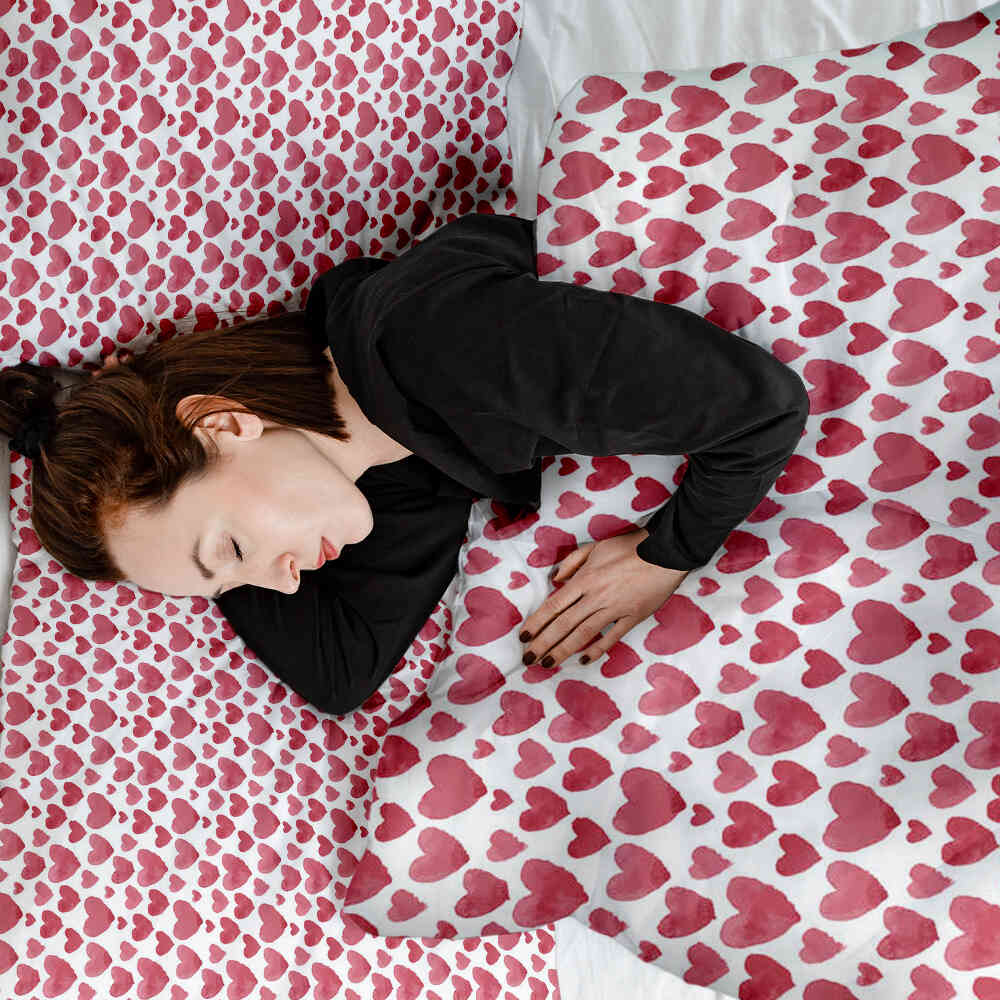 Couverture thérapeutique originale - Housse en coton Cœurs rouges