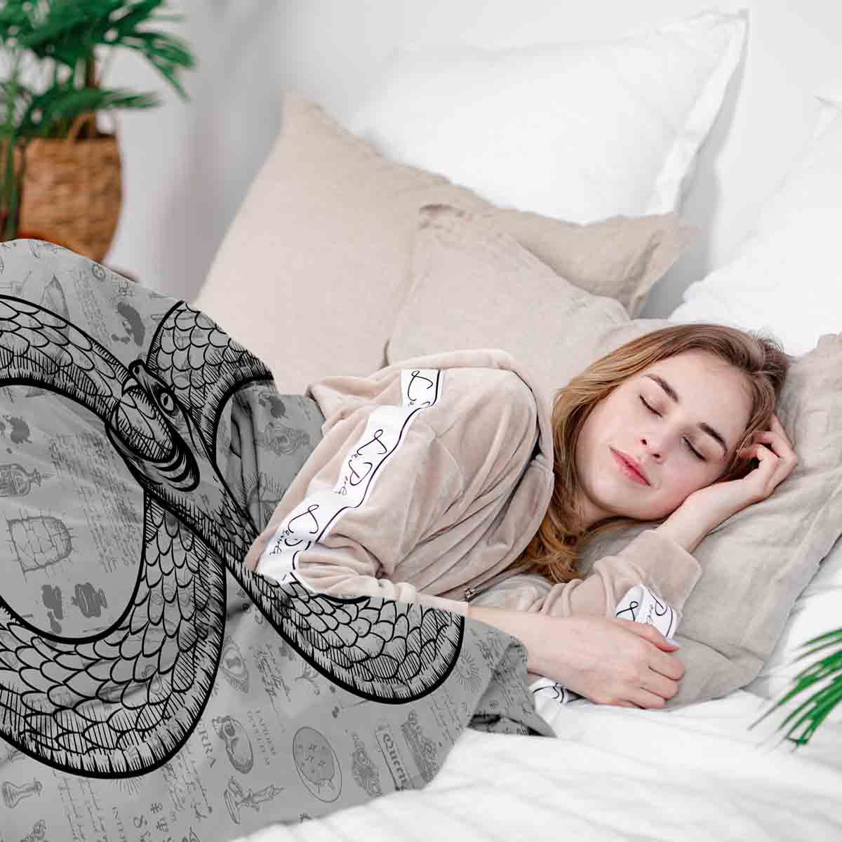 Couverture thérapeutique originale - Housse en coton avec motif serpent