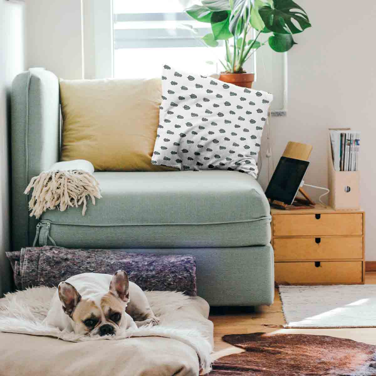 Coussin de santé blanc avec petits arbres
