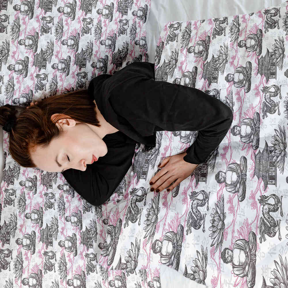 Original Therapiedecke - Ensemble de literie en coton avec Bouddha rose