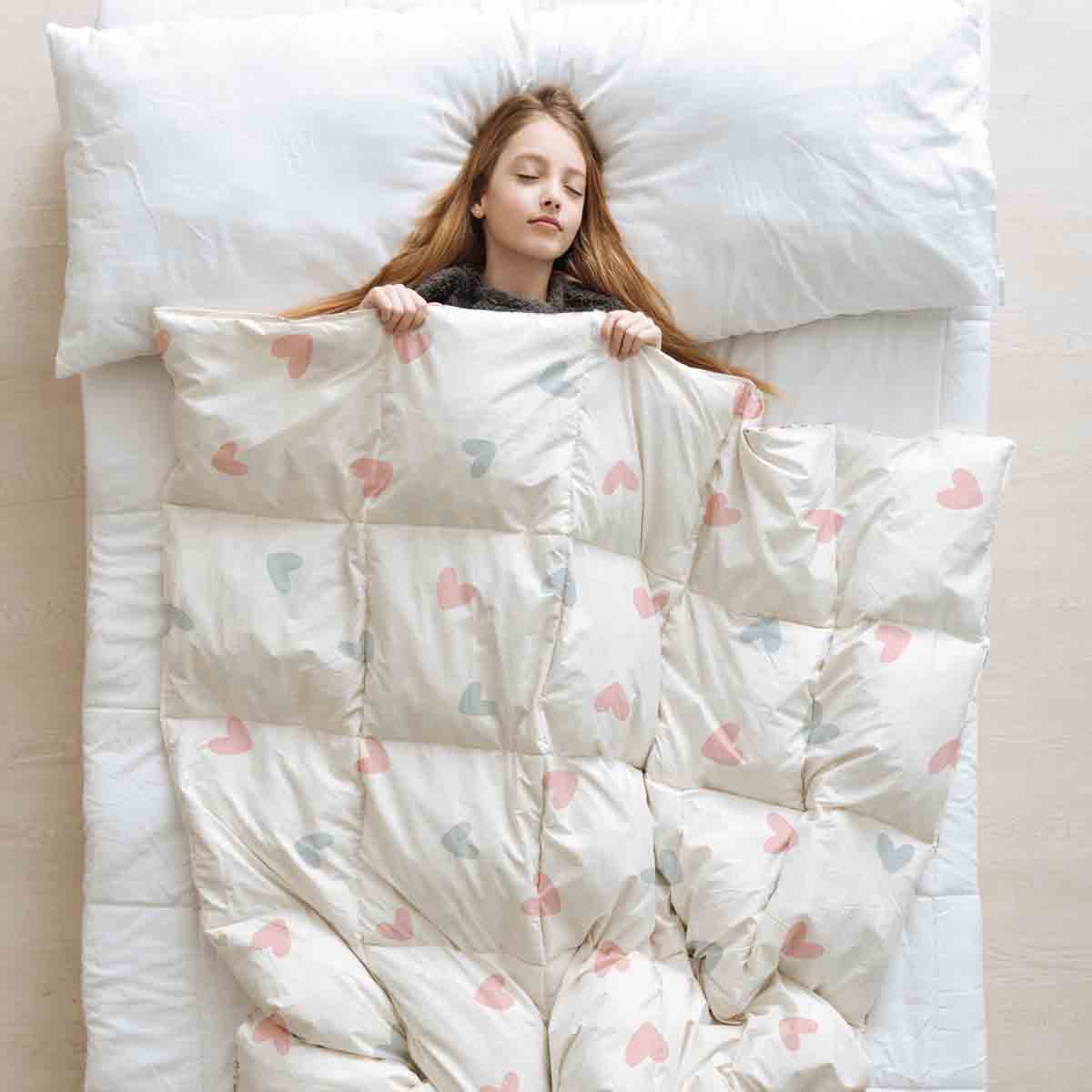 Couette thérapeutique Ensemble de literie blanc avec petits cœurs