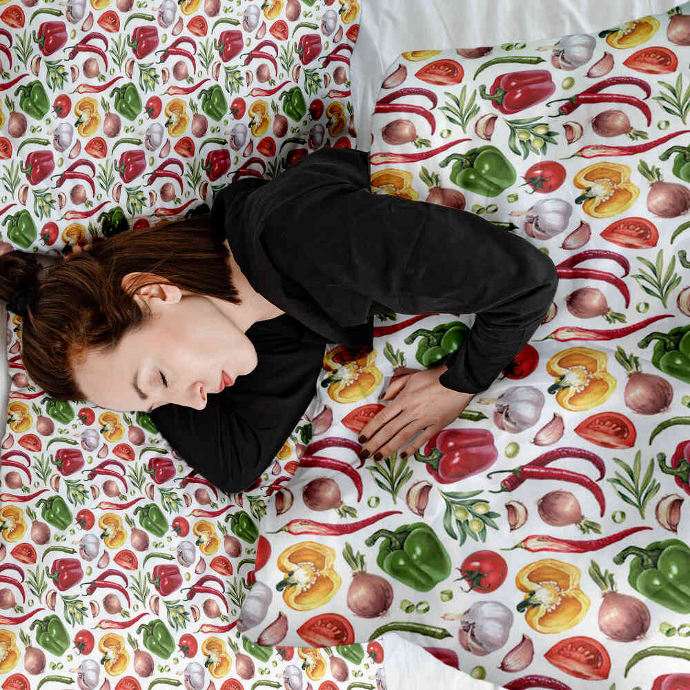 Couverture thérapeutique originale - Housse en coton avec légumes