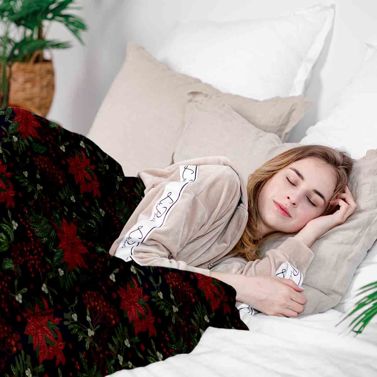 Original Therapiedecke - Ensemble de literie en coton avec poinsettia rouge