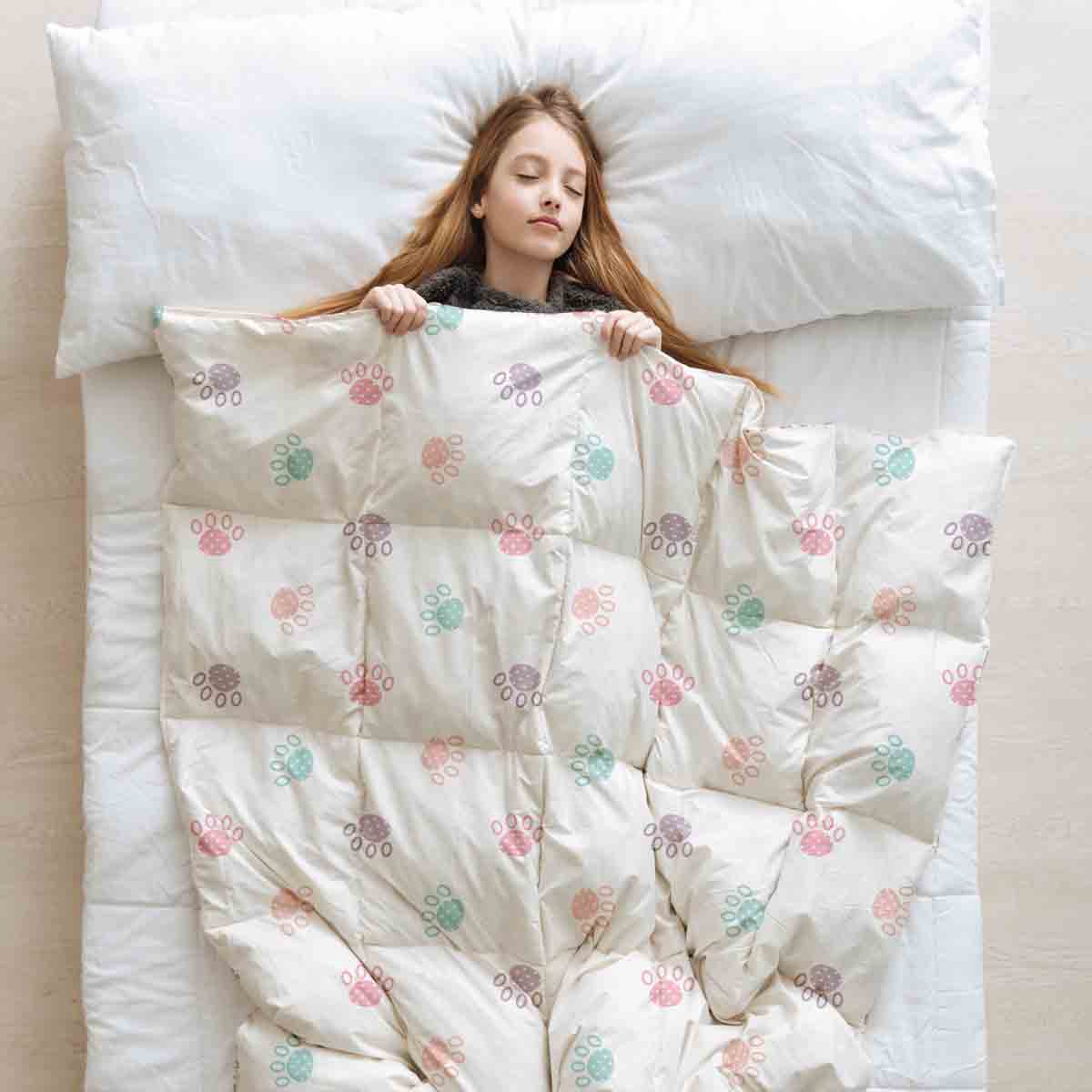 Couette thérapeutique Ensemble de literie blanc avec pattes colorées