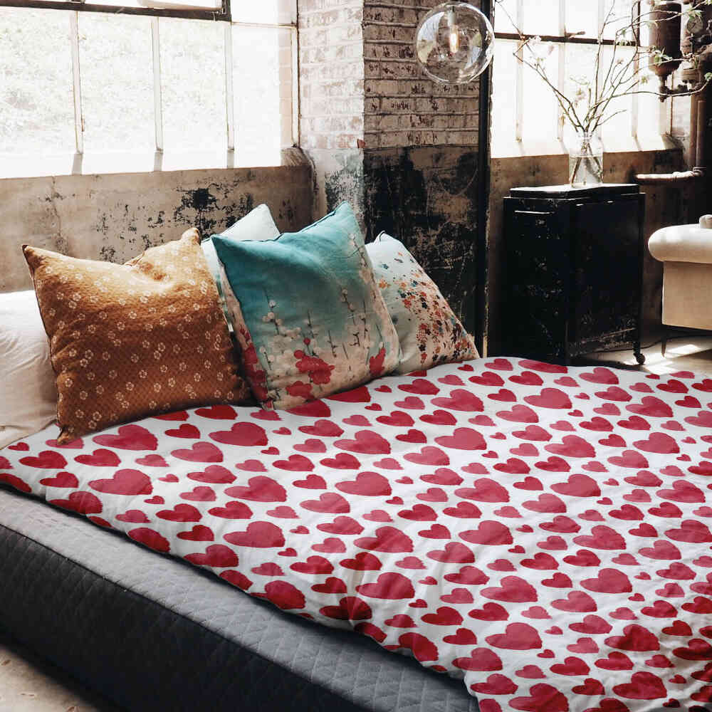 Couverture thérapeutique originale - Housse en coton Cœurs rouges