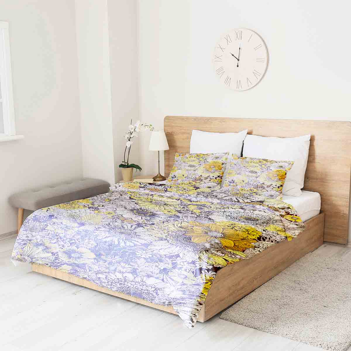Original Therapiedecke - Ensemble de literie en coton fleurs jaunes