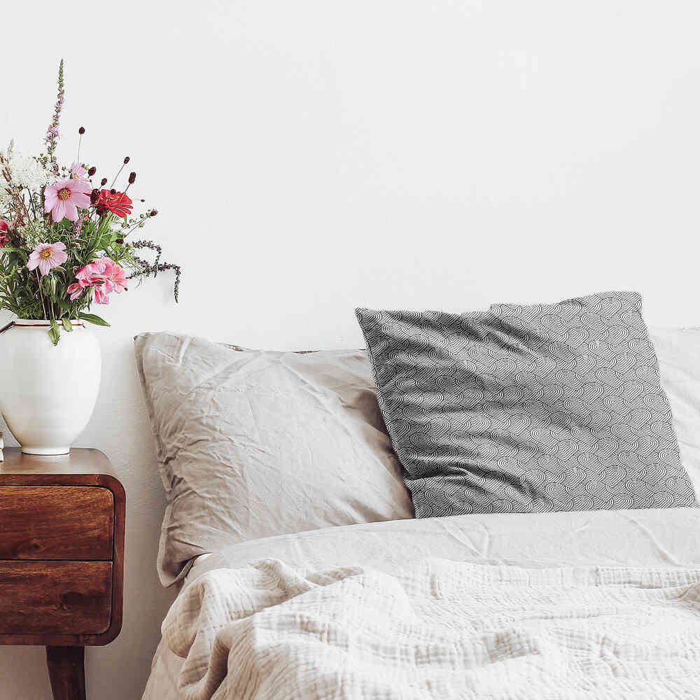 Coussin de santé gris cœurs géométriques