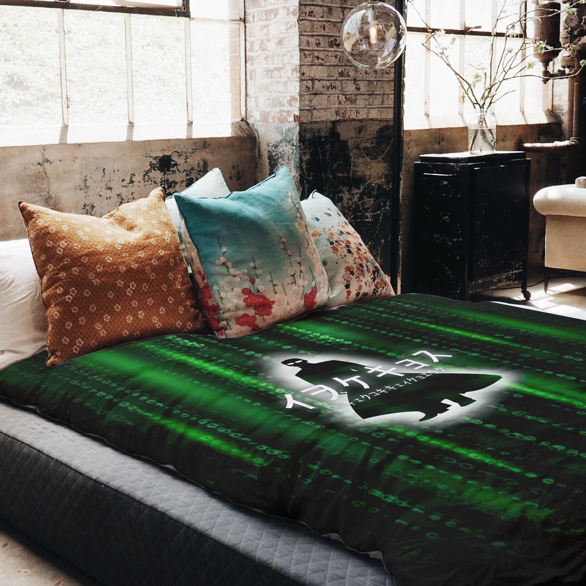 Couverture thérapeutique originale - Housse en coton Code numérique vert
