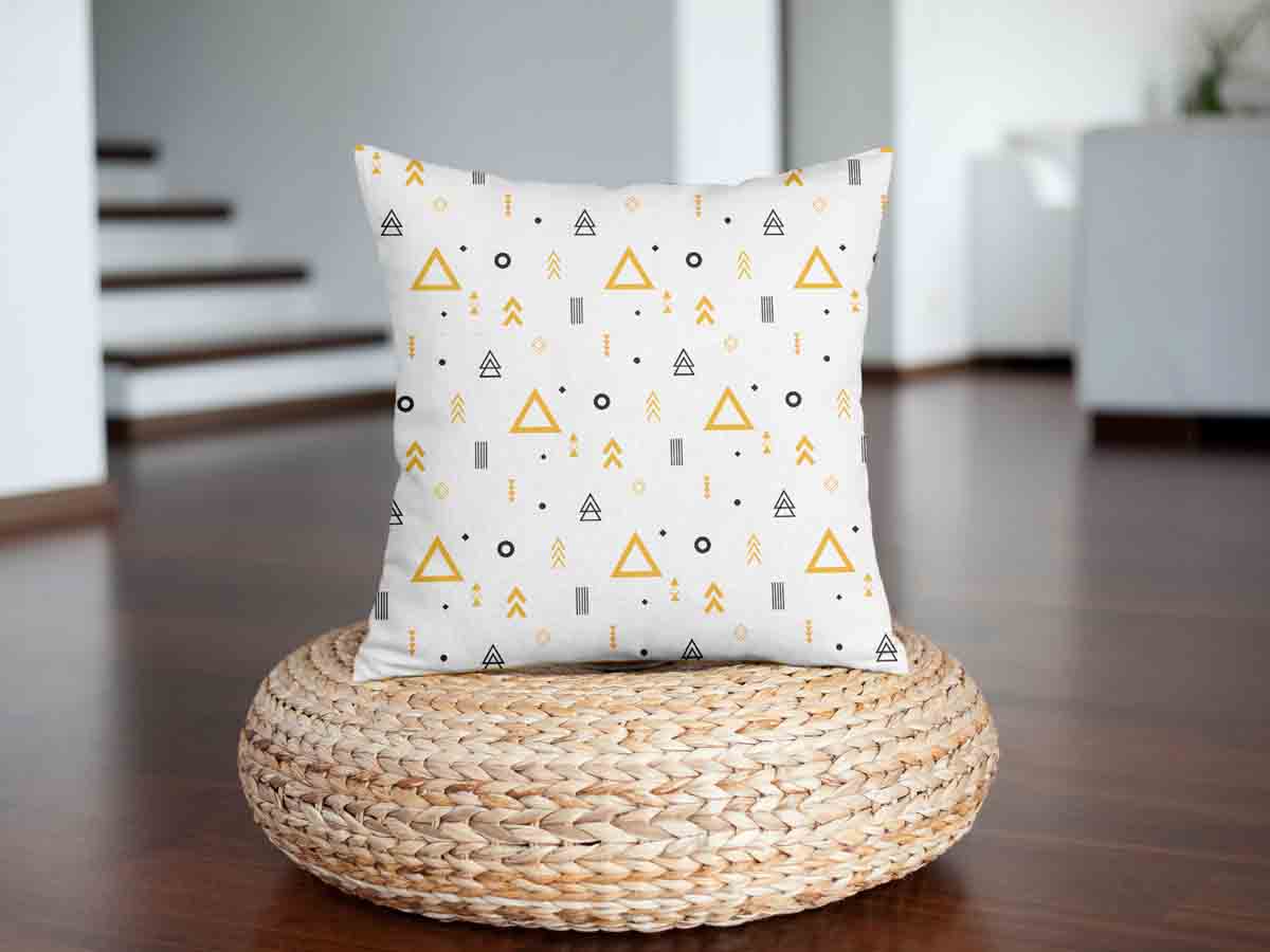 Coussin de santé blanc avec des triangles jaunes