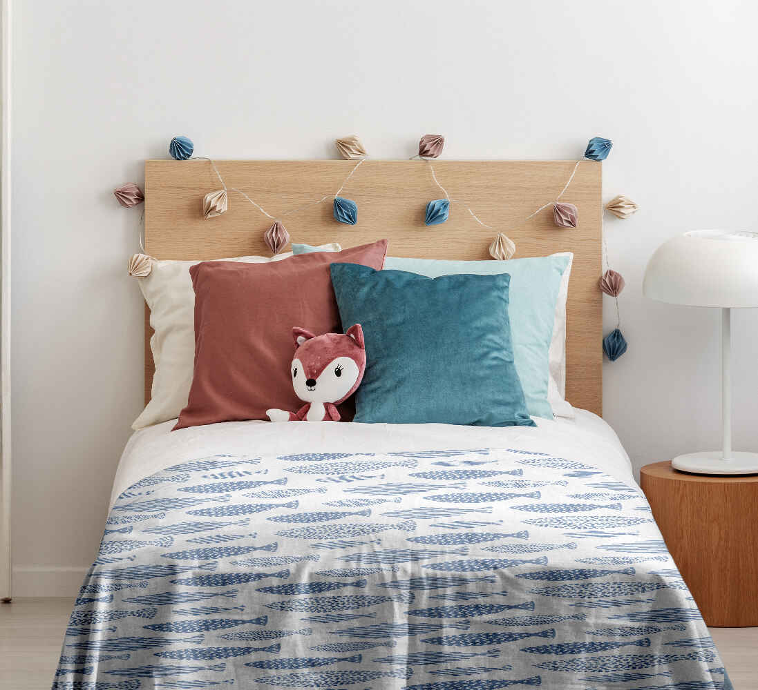Original Therapiedecke - Ensemble de literie en coton poissons bleus
