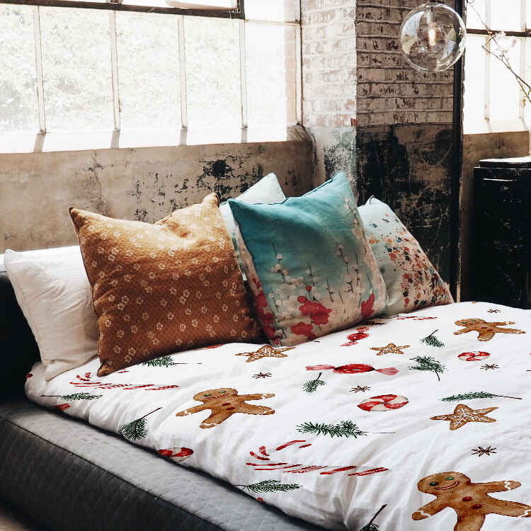 Couverture thérapeutique originale - Housse en coton blanche période de Noël