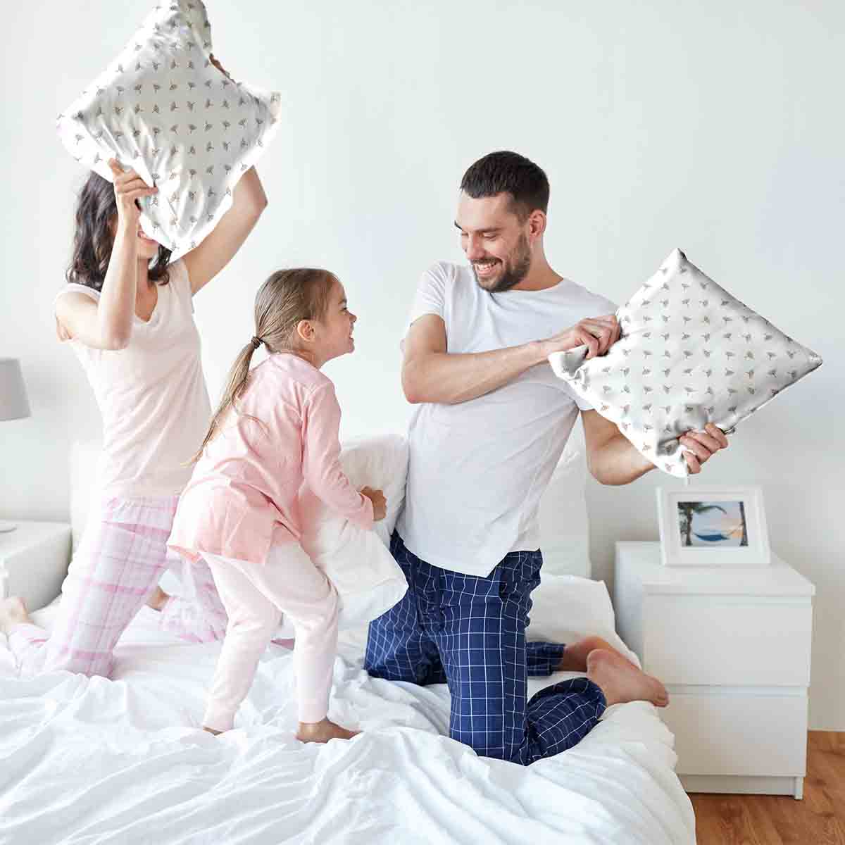 Coussin de santé blanc avec petites branches de gui