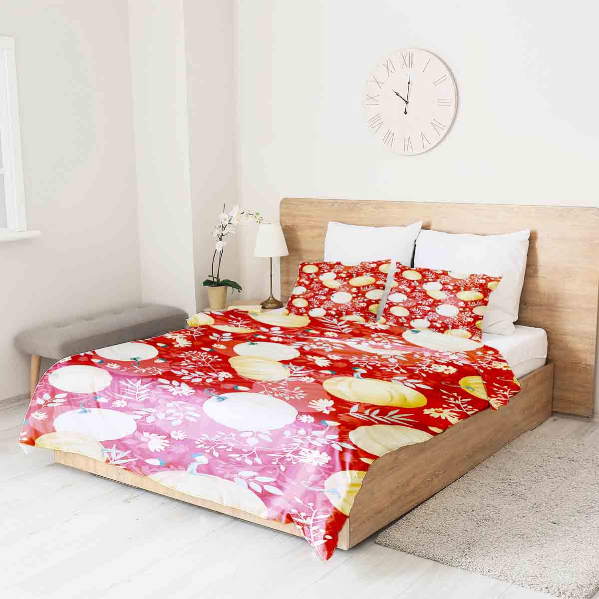Couverture thérapeutique originale - Housse en coton rouge avec citrouilles