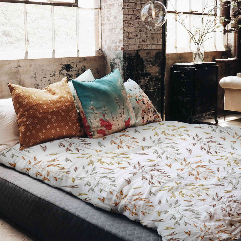 Couverture thérapeutique originale - Housse en coton avec de délicates branches colorées