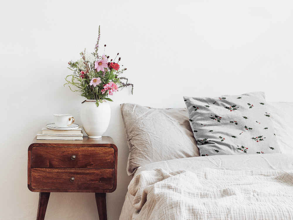 Coussin de santé blanc branches de gui