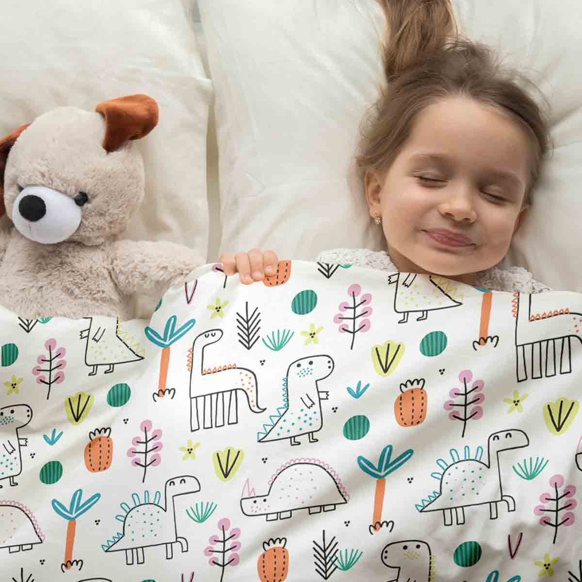 Original Therapiedecke - Ensemble de literie en coton Avec dinos multicolores