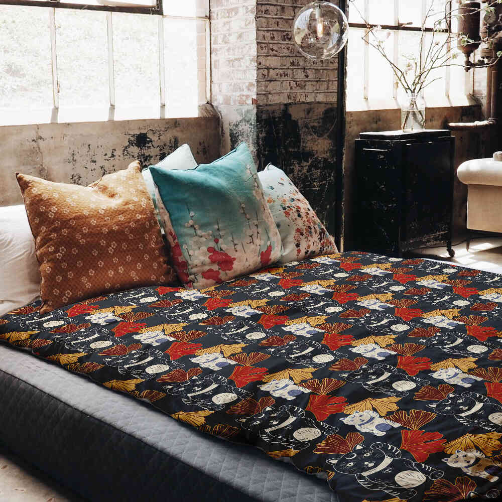 Couverture thérapeutique originale - Housse en coton Chat porte-bonheur