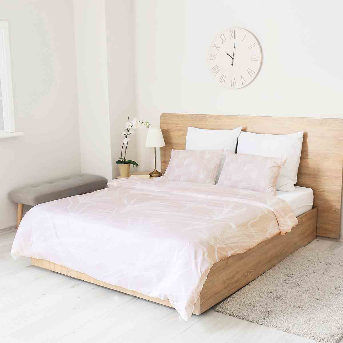 Original Therapiedecke - Ensemble de literie en coton Rose poudré avec herbes de Pampa