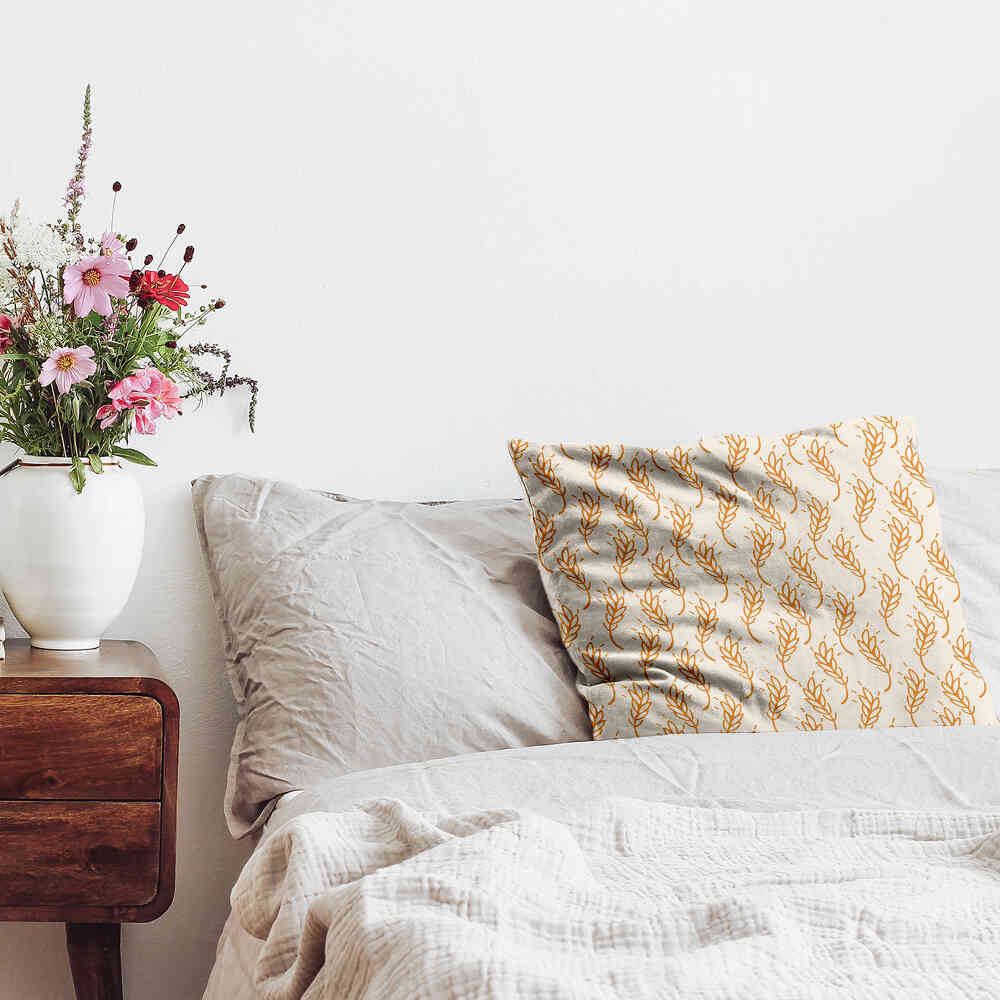 Coussin de santé blanc avec blé jaune