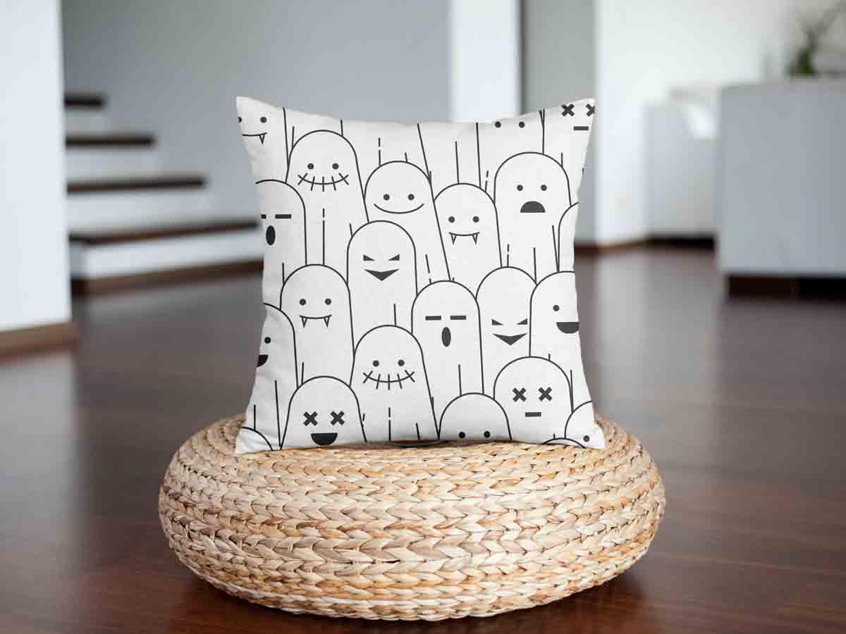 Coussin de santé blanc avec des fantômes amusants