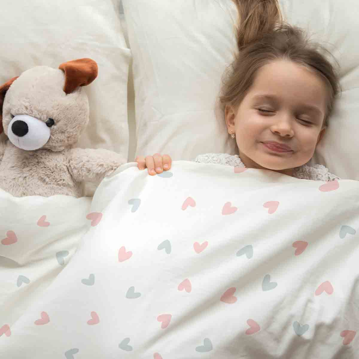 Couette thérapeutique Ensemble de literie blanc avec petits cœurs