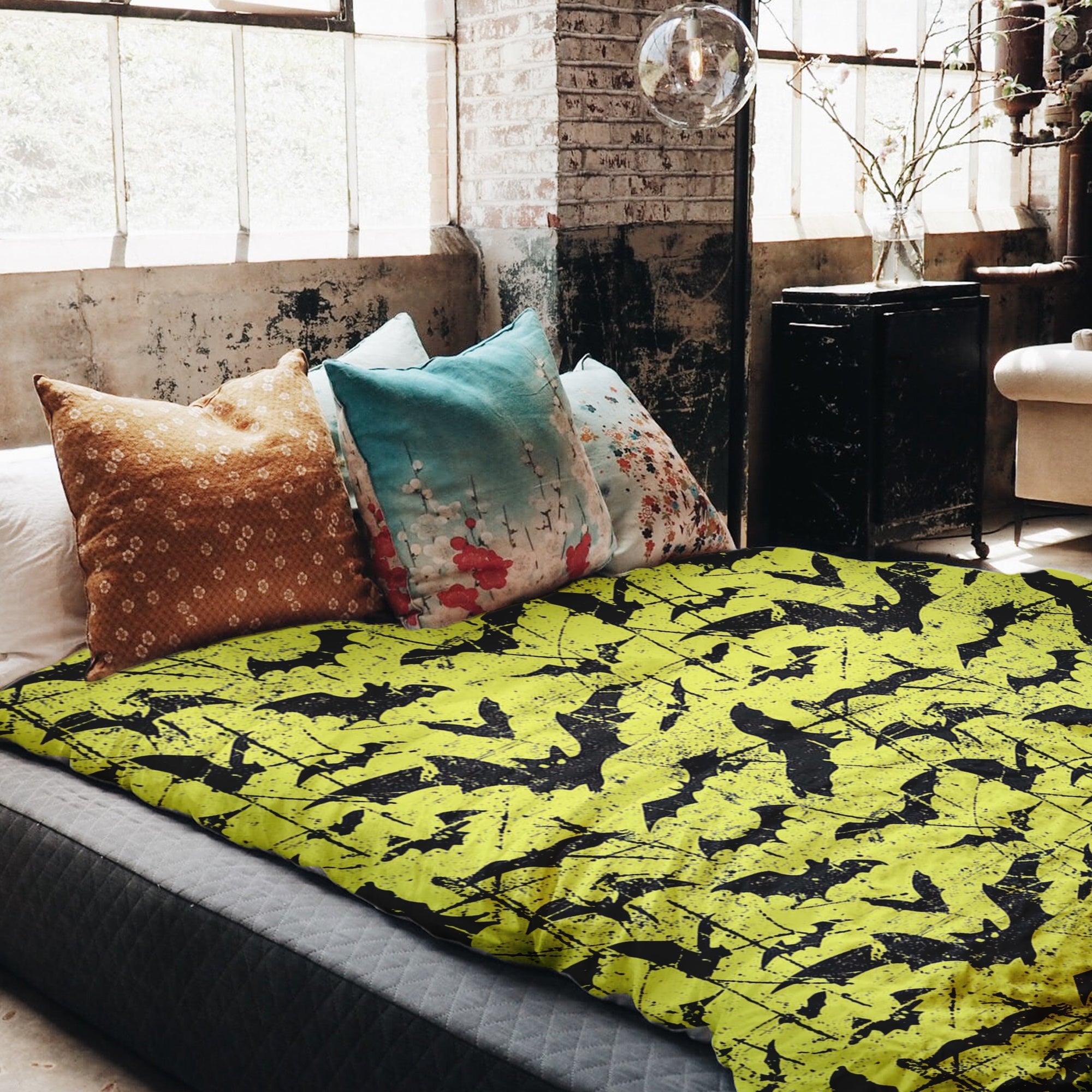 Couverture thérapeutique originale - Housse en coton jaune chauve-souris
