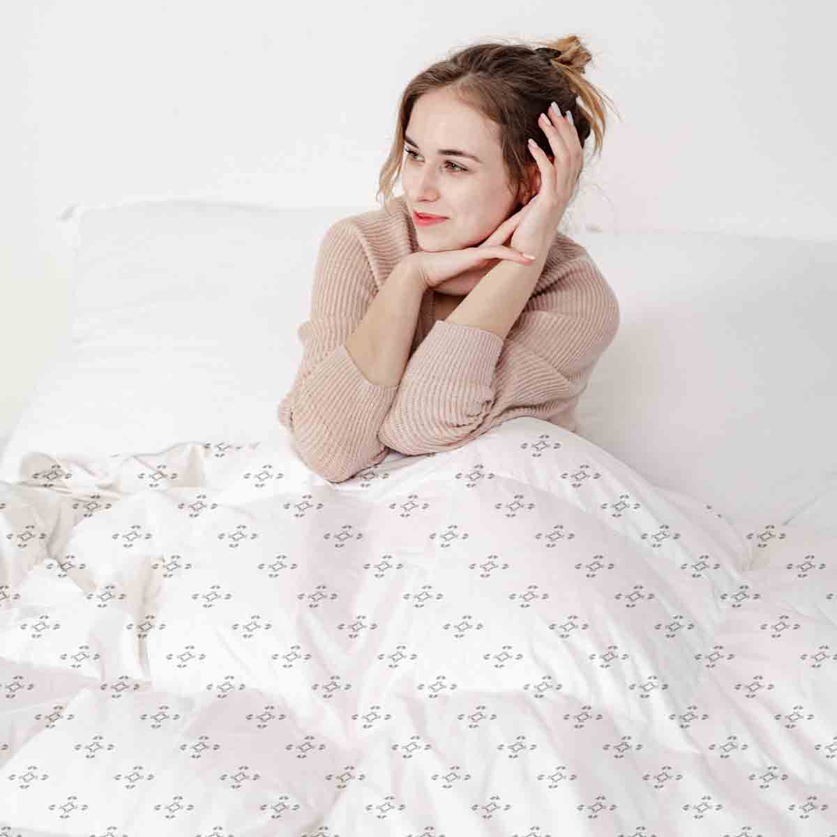 Couette thérapeutique Ensemble de literie Blanc Carrés