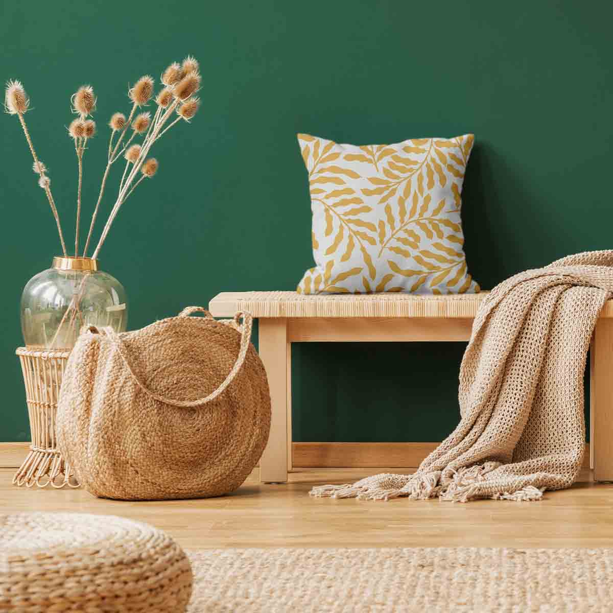 Coussin de santé avec des branches jaunes