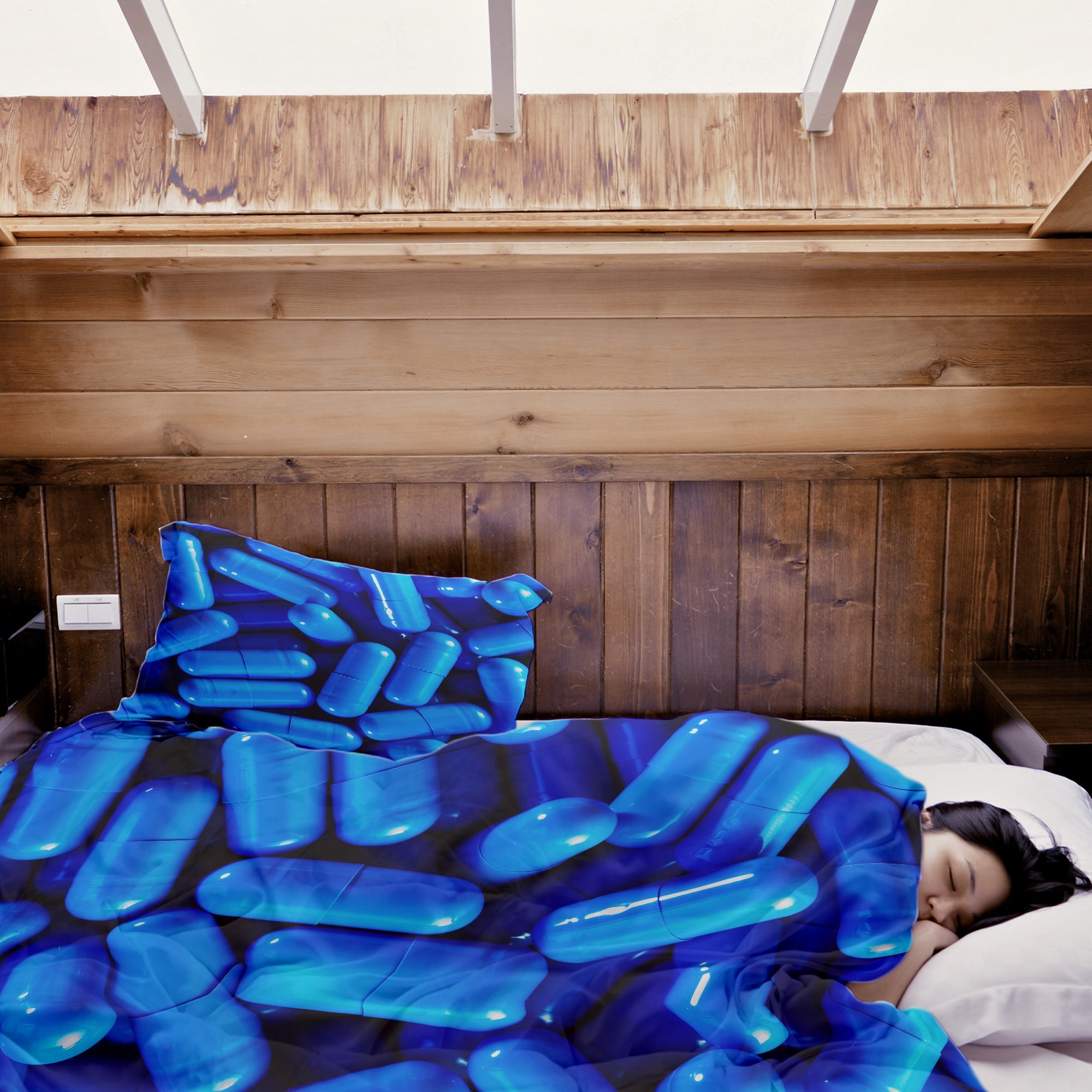 Couverture thérapeutique Ensemble de literie bleu comprimés