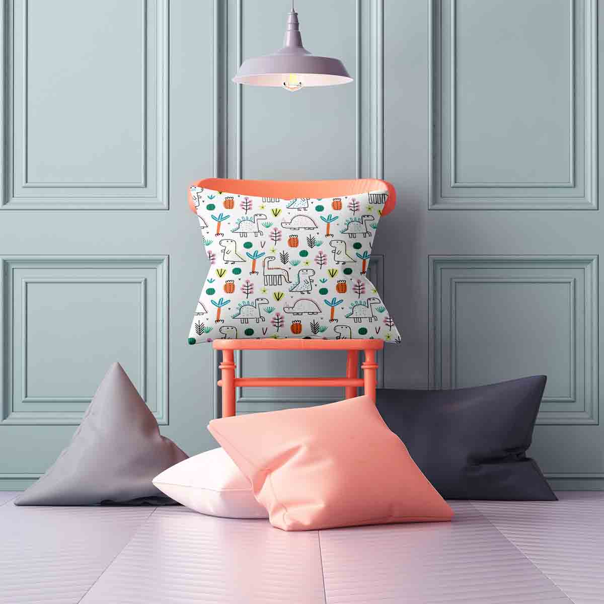 Coussin de santé avec des dinos colorés