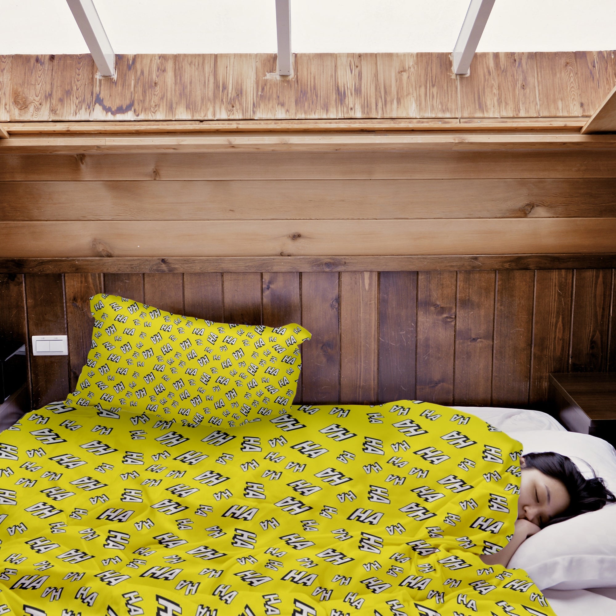Couverture thérapeutique originale - Housse en coton jaune Ha Ha
