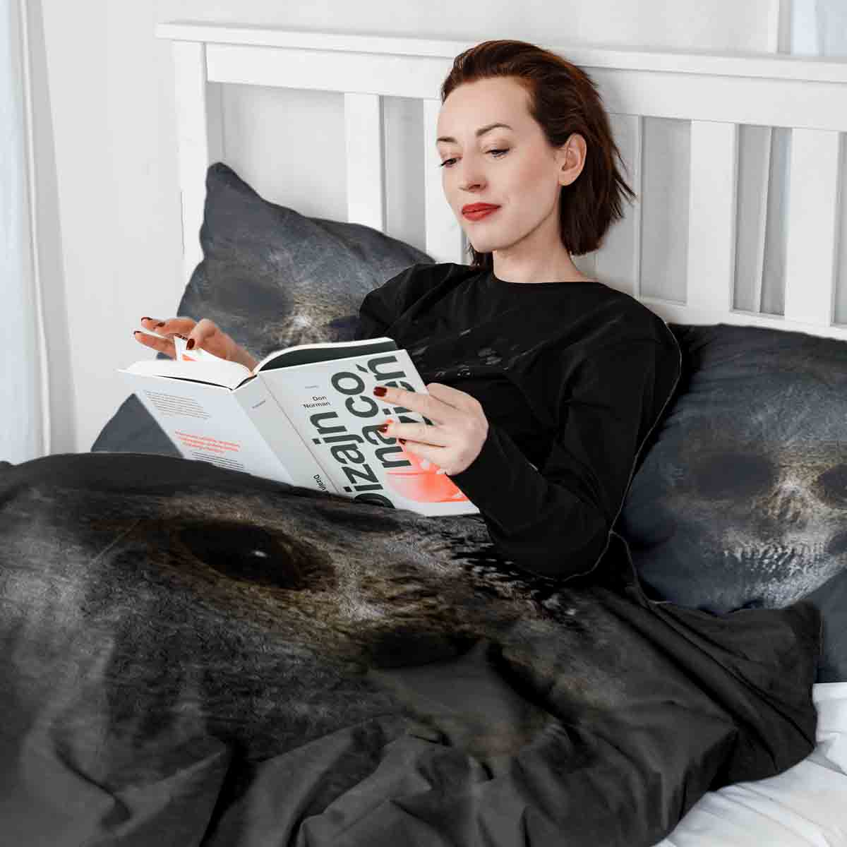 Original Therapiedecke - Ensemble de literie en coton Noir Effrayant