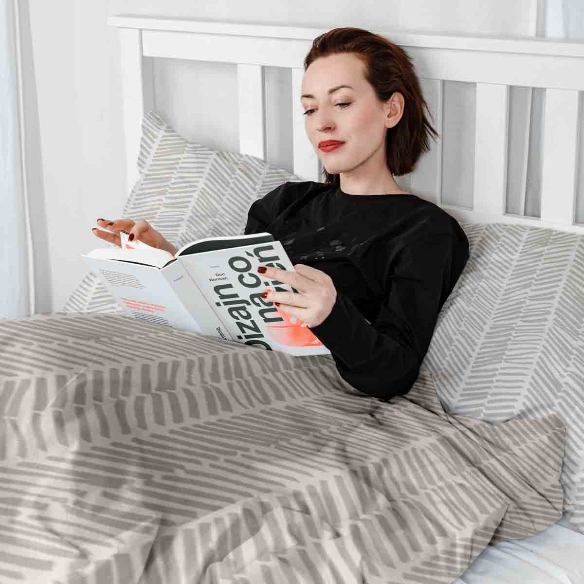 Original Therapiedecke - Ensemble de literie en coton Beige avec rayures