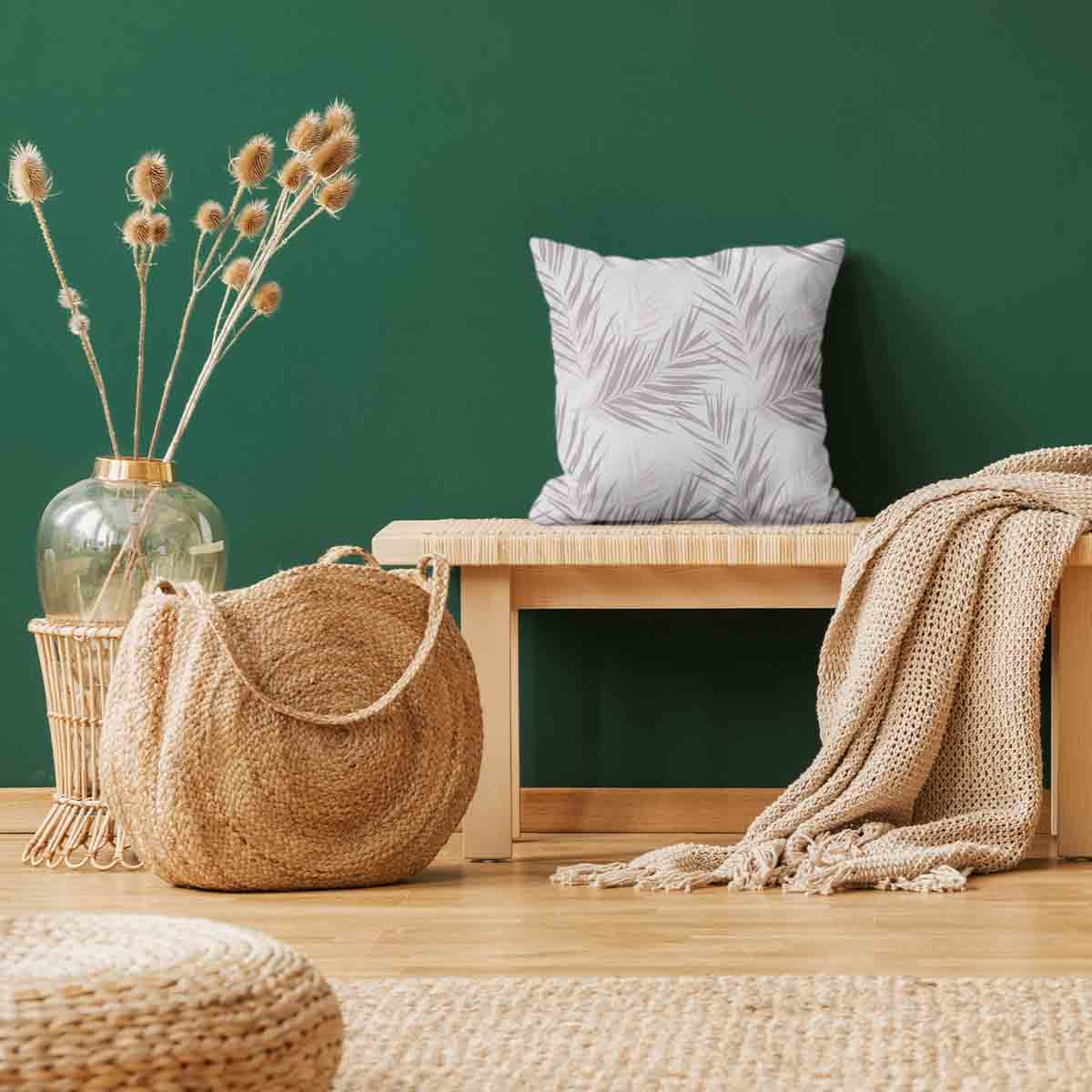 Coussin de santé blanc avec feuilles violettes