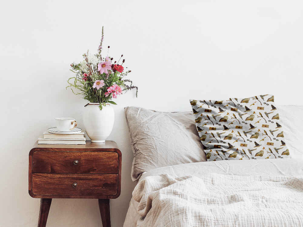 Coussin de santé blanc avec hiboux