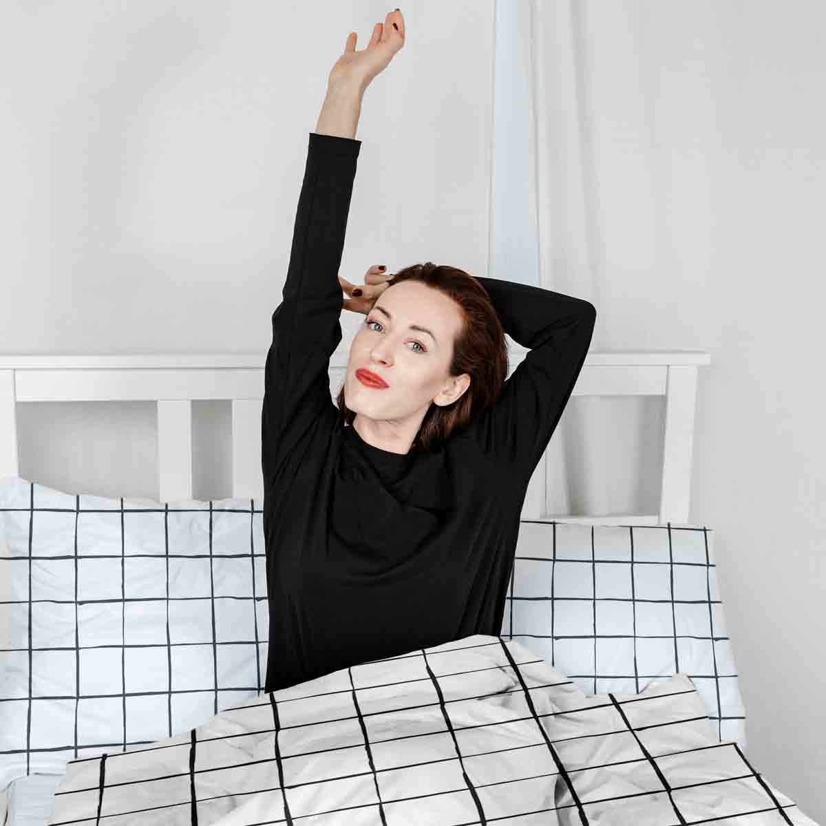Couette de thérapie Ensemble de literie blanc avec carreaux noirs