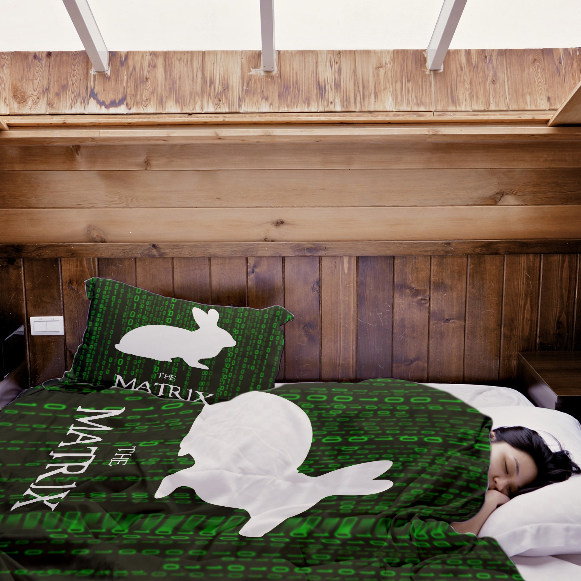Couverture thérapeutique originale - ensemble de literie coton Matrix Code vert