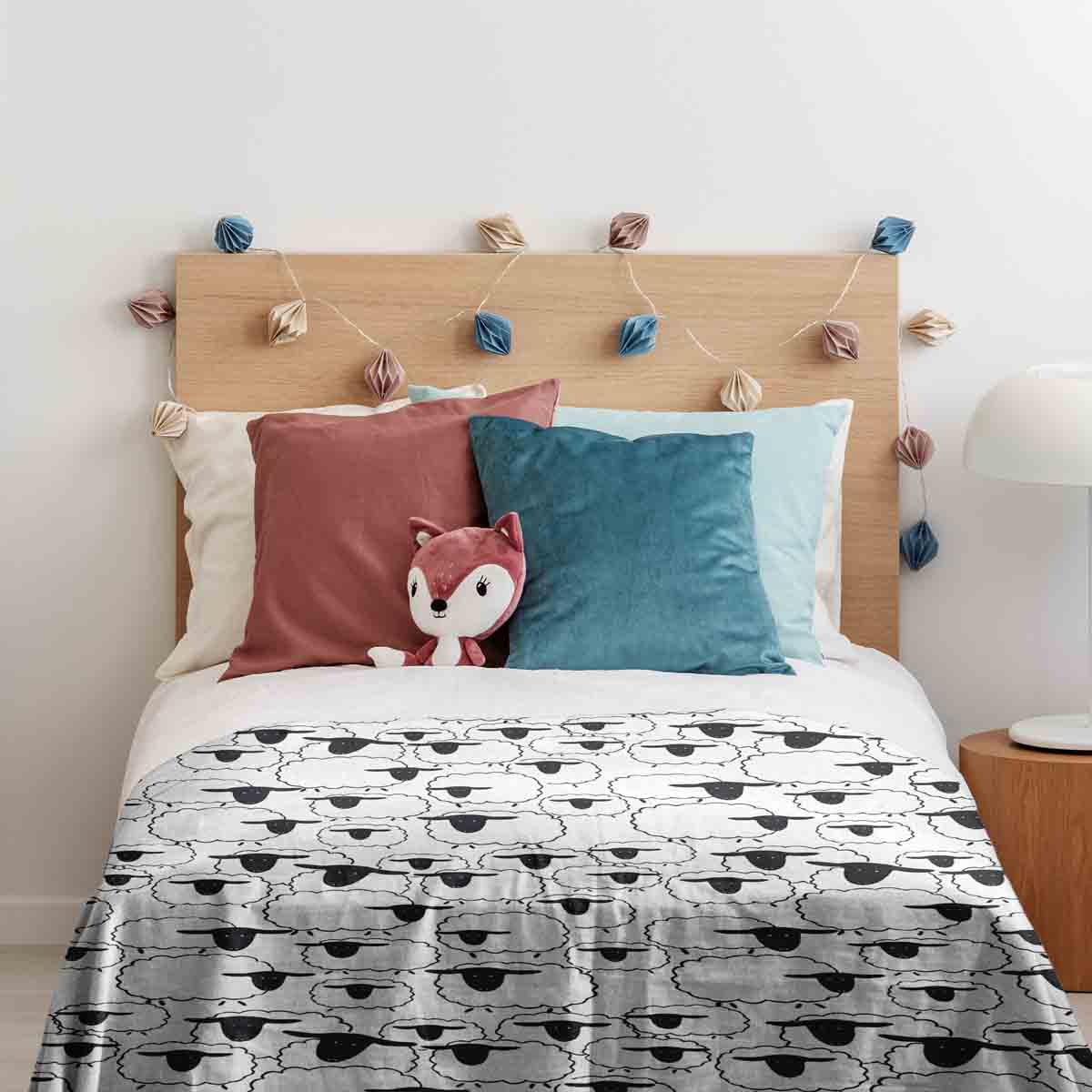 Ensemble de literie avec couverture thérapeutique blanche avec moutons
