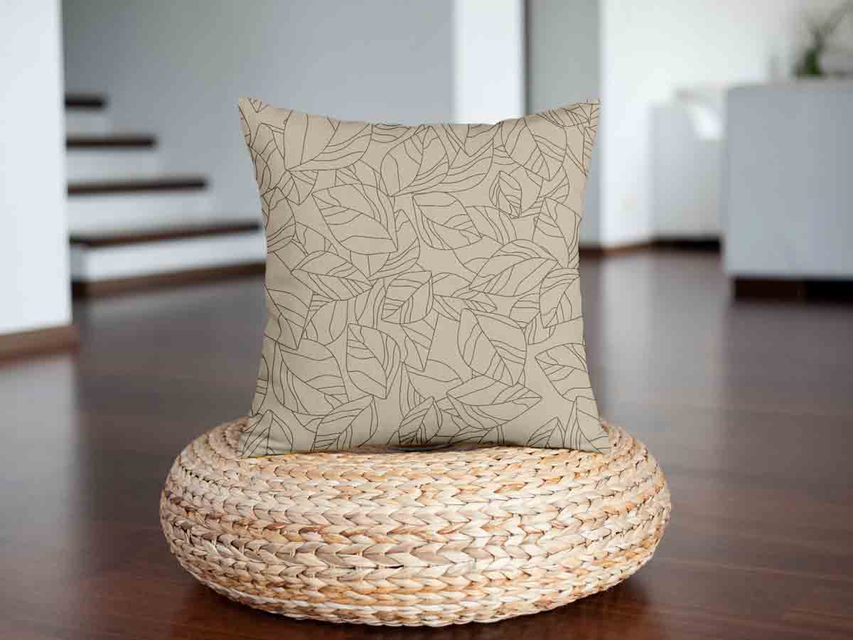 Coussin de santé beige avec forme de feuille noire