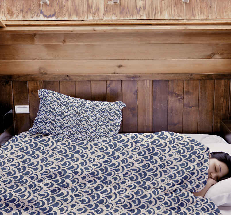 Original Therapiedecke - Ensemble de literie en coton motif vagues bleu