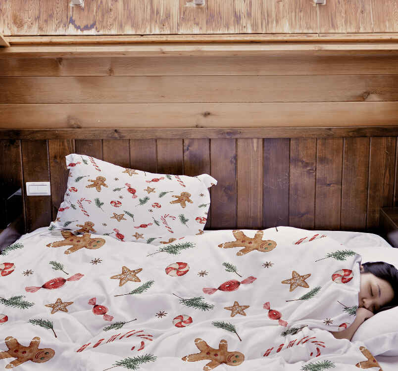 Couverture thérapeutique originale - Housse en coton blanche période de Noël