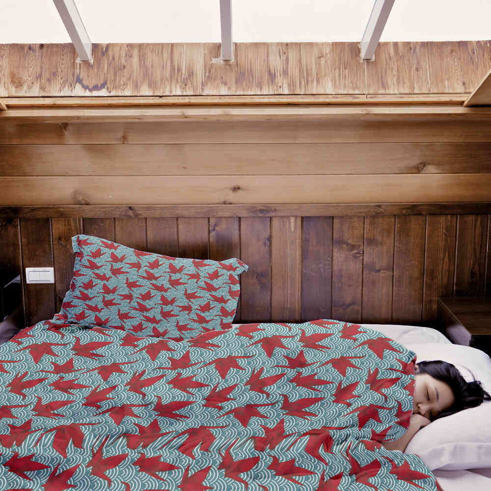 Original Therapiedecke - Ensemble de literie en coton Rouge Origami