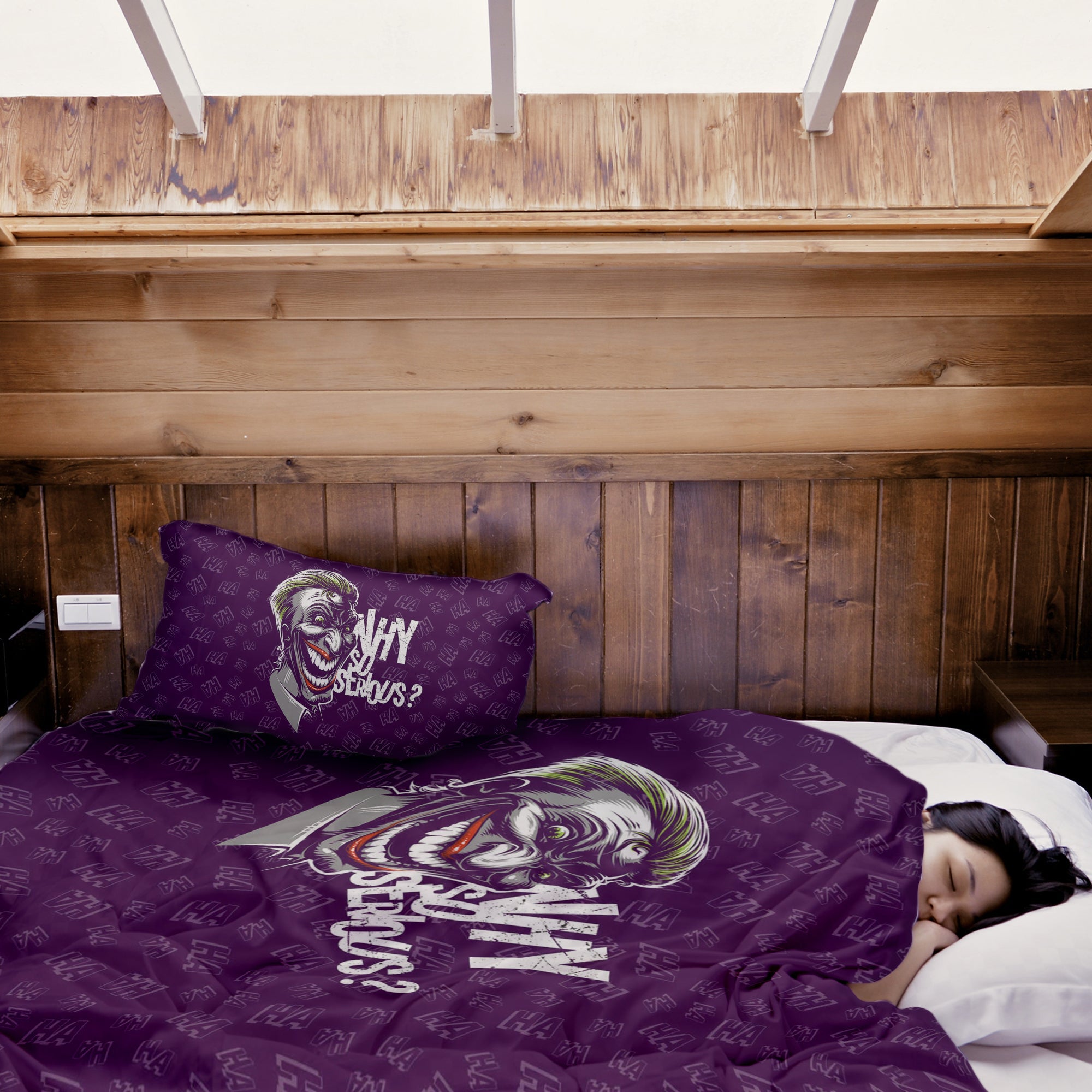 Couverture Thérapeutique Originale TD - Ensemble de Literie en Coton Violet Why So Serious?