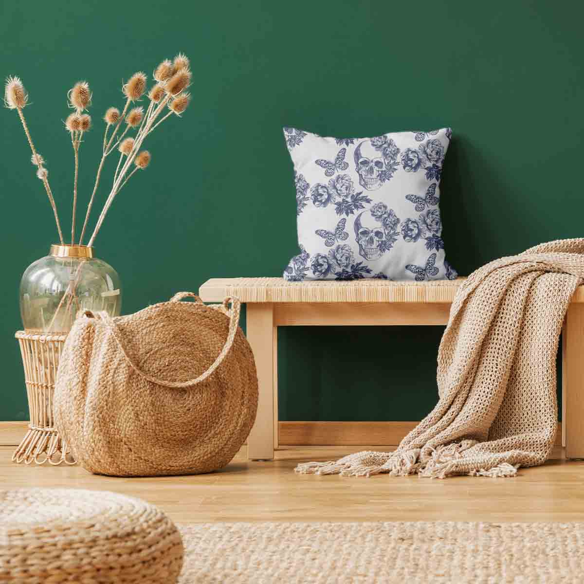 Coussin de santé Fleurs Crâne
