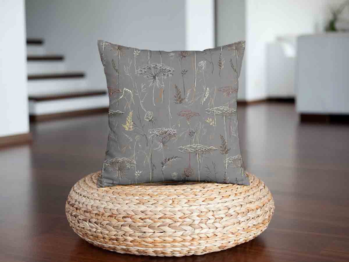 Coussin de santé gris avec plantes dorées