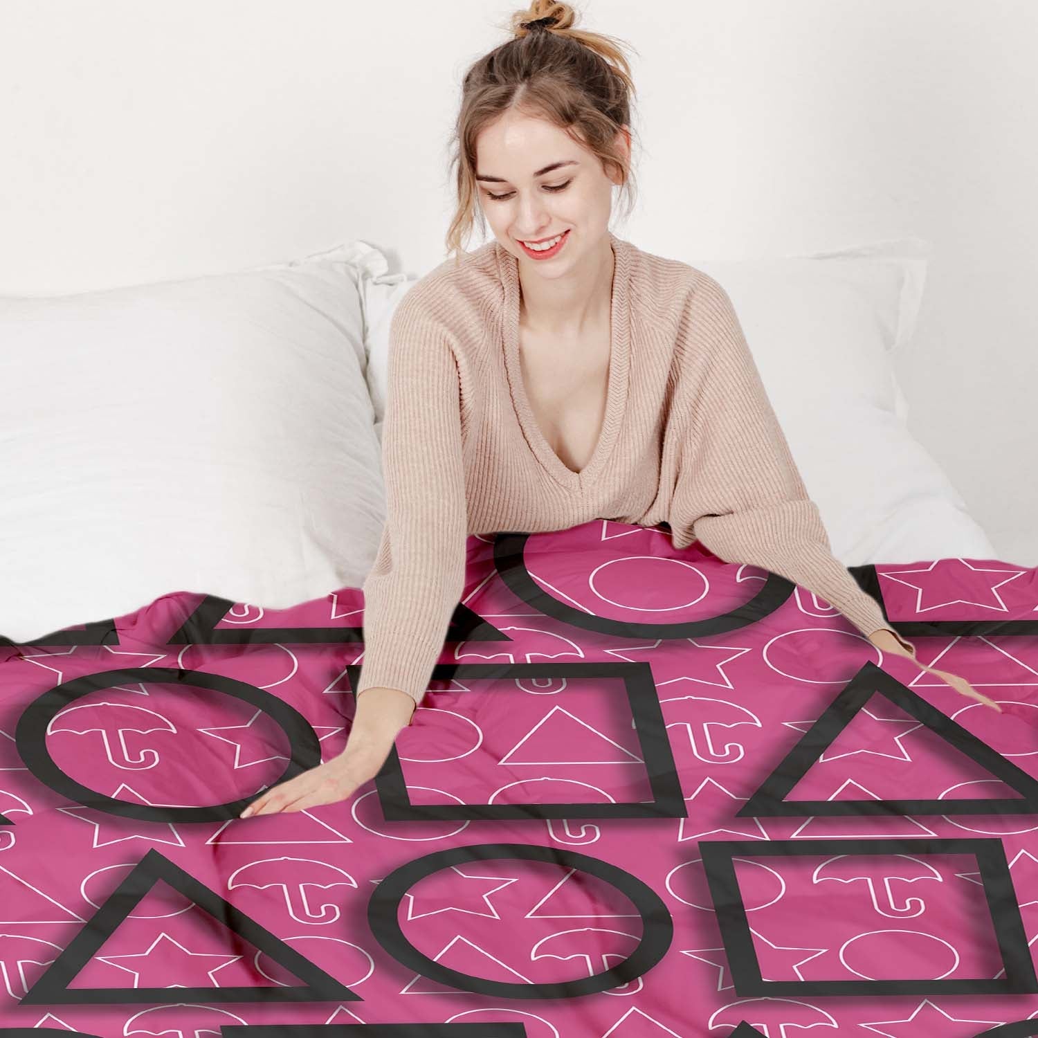 Original Therapiedecke - Ensemble de literie en coton Pink Squid